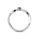 4 - Lucie 4.10 mm Bold Round Pink Tourmaline and Amethyst 2 Stone Promise Ring 