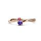 1 - Lucie 4.10 mm Bold Round Pink Tourmaline and Iolite 2 Stone Promise Ring 