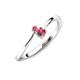 3 - Lucie 4.10 mm Bold Round Pink Tourmaline and Rhodolite Garnet 2 Stone Promise Ring 