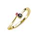 3 - Lucie 4.10 mm Bold Round Pink Tourmaline and Black Diamond 2 Stone Promise Ring 