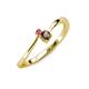3 - Lucie 4.10 mm Bold Round Pink Tourmaline and Smoky Quartz 2 Stone Promise Ring 