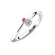 3 - Lucie 4.10 mm Bold Round Pink Tourmaline and Lab Grown Diamond 2 Stone Promise Ring 