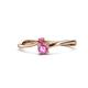 1 - Lucie 4.10 mm Bold Round Pink Tourmaline and Pink Sapphire 2 Stone Promise Ring 