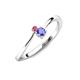 3 - Lucie 4.10 mm Bold Round Pink Tourmaline and Tanzanite 2 Stone Promise Ring 