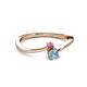 2 - Lucie 4.10 mm Bold Round Pink Tourmaline and Aquamarine 2 Stone Promise Ring 