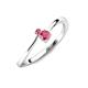 3 - Lucie 4.10 mm Bold Round Pink Tourmaline 2 Stone Promise Ring 