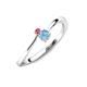3 - Lucie 4.10 mm Bold Round Pink Tourmaline and Blue Topaz 2 Stone Promise Ring 