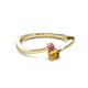 2 - Lucie 4.10 mm Bold Round Pink Tourmaline and Citrine 2 Stone Promise Ring 