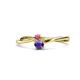1 - Lucie 4.10 mm Bold Round Pink Tourmaline and Iolite 2 Stone Promise Ring 