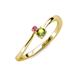 3 - Lucie 4.10 mm Bold Round Pink Tourmaline and Peridot 2 Stone Promise Ring 