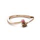 2 - Lucie 4.10 mm Bold Round Pink Tourmaline and Smoky Quartz 2 Stone Promise Ring 
