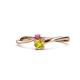 1 - Lucie 4.10 mm Bold Round Pink Tourmaline and Yellow Diamond 2 Stone Promise Ring 