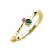3 - Lucie 4.10 mm Bold Round Pink Tourmaline and Lab Created Alexandrite 2 Stone Promise Ring 