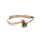 2 - Lucie 4.10 mm Bold Round Pink Tourmaline and Lab Created Alexandrite 2 Stone Promise Ring 
