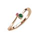 3 - Lucie 4.10 mm Bold Round Pink Tourmaline and Lab Created Alexandrite 2 Stone Promise Ring 