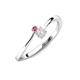 3 - Lucie 4.10 mm Bold Round Pink Tourmaline and White Sapphire 2 Stone Promise Ring 