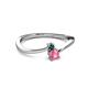 2 - Lucie 4.10 mm Bold Round London Blue Topaz and Pink Tourmaline 2 Stone Promise Ring 