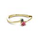 2 - Lucie 4.10 mm Bold Round London Blue Topaz and Rhodolite Garnet 2 Stone Promise Ring 