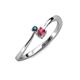 3 - Lucie 4.10 mm Bold Round London Blue Topaz and Rhodolite Garnet 2 Stone Promise Ring 