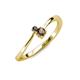 3 - Lucie 4.10 mm Bold Round Black Diamond and Smoky Quartz 2 Stone Promise Ring 