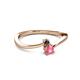 2 - Lucie 4.10 mm Bold Round Black Diamond and Pink Tourmaline 2 Stone Promise Ring 