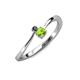 3 - Lucie 4.10 mm Bold Round Black Diamond and Peridot 2 Stone Promise Ring 