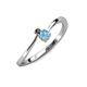 3 - Lucie 4.10 mm Bold Round Black Diamond and Blue Topaz 2 Stone Promise Ring 