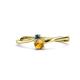 1 - Lucie 4.10 mm Bold Round Blue Diamond and Citrine 2 Stone Promise Ring 