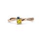 1 - Lucie 4.10 mm Bold Round Blue and Yellow Diamond 2 Stone Promise Ring 