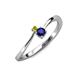 3 - Lucie 4.10 mm Bold Round Yellow Diamond and Blue Sapphire 2 Stone Promise Ring 