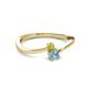2 - Lucie 4.10 mm Bold Round Yellow Diamond and Aquamarine 2 Stone Promise Ring 