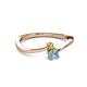2 - Lucie 4.10 mm Bold Round Yellow Diamond and Aquamarine 2 Stone Promise Ring 