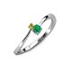 3 - Lucie 4.10 mm Bold Round Yellow Diamond and Emerald 2 Stone Promise Ring 