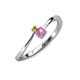 3 - Lucie 4.10 mm Bold Round Yellow Diamond and Pink Sapphire 2 Stone Promise Ring 