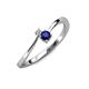 3 - Lucie 4.10 mm Bold Round Blue Sapphire and Lab Grown Diamond 2 Stone Promise Ring 