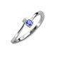 3 - Lucie 4.10 mm Bold Round Tanzanite and Lab Grown Diamond 2 Stone Promise Ring 