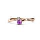1 - Lucie 4.10 mm Bold Round Amethyst and Lab Grown Diamond 2 Stone Promise Ring 