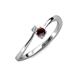 3 - Lucie 4.10 mm Bold Round Red Garnet and Lab Grown Diamond 2 Stone Promise Ring 