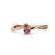 1 - Lucie 4.10 mm Bold Round Smoky Quartz and Rhodolite Garnet 2 Stone Promise Ring 