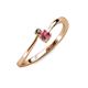 3 - Lucie 4.10 mm Bold Round Smoky Quartz and Rhodolite Garnet 2 Stone Promise Ring 
