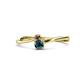 1 - Lucie 4.10 mm Bold Round Smoky Quartz and Blue Diamond 2 Stone Promise Ring 
