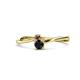 1 - Lucie 4.10 mm Bold Round Smoky Quartz and Black Diamond 2 Stone Promise Ring 