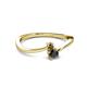 2 - Lucie 4.10 mm Bold Round Smoky Quartz and Black Diamond 2 Stone Promise Ring 