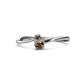 1 - Lucie 4.10 mm Bold Round Smoky Quartz 2 Stone Promise Ring 