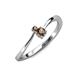 3 - Lucie 4.10 mm Bold Round Smoky Quartz 2 Stone Promise Ring 