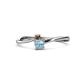 1 - Lucie 4.10 mm Bold Round Smoky Quartz and Aquamarine 2 Stone Promise Ring 