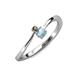 3 - Lucie 4.10 mm Bold Round Smoky Quartz and Aquamarine 2 Stone Promise Ring 