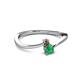 2 - Lucie 4.10 mm Bold Round Smoky Quartz and Emerald 2 Stone Promise Ring 