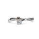1 - Lucie 4.10 mm Bold Round Smoky Quartz and Diamond 2 Stone Promise Ring 