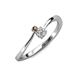 3 - Lucie 4.10 mm Bold Round Smoky Quartz and Diamond 2 Stone Promise Ring 